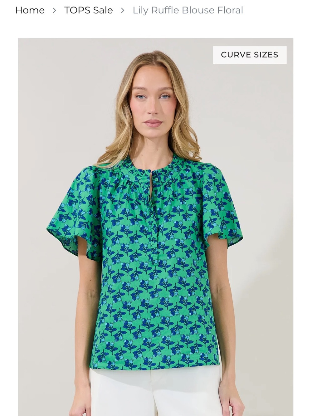 Sugarlips Ruffle Blouse Floral - Green/Blue